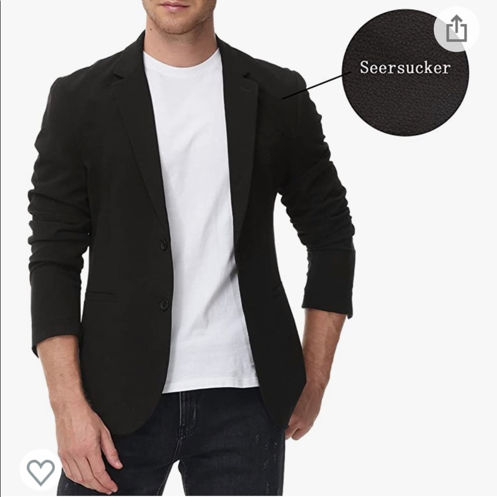 Mens Casual Seersucker Suit Blazer Jacket Lightweight Packable Sport Coats 2X - Picture 2 of 10